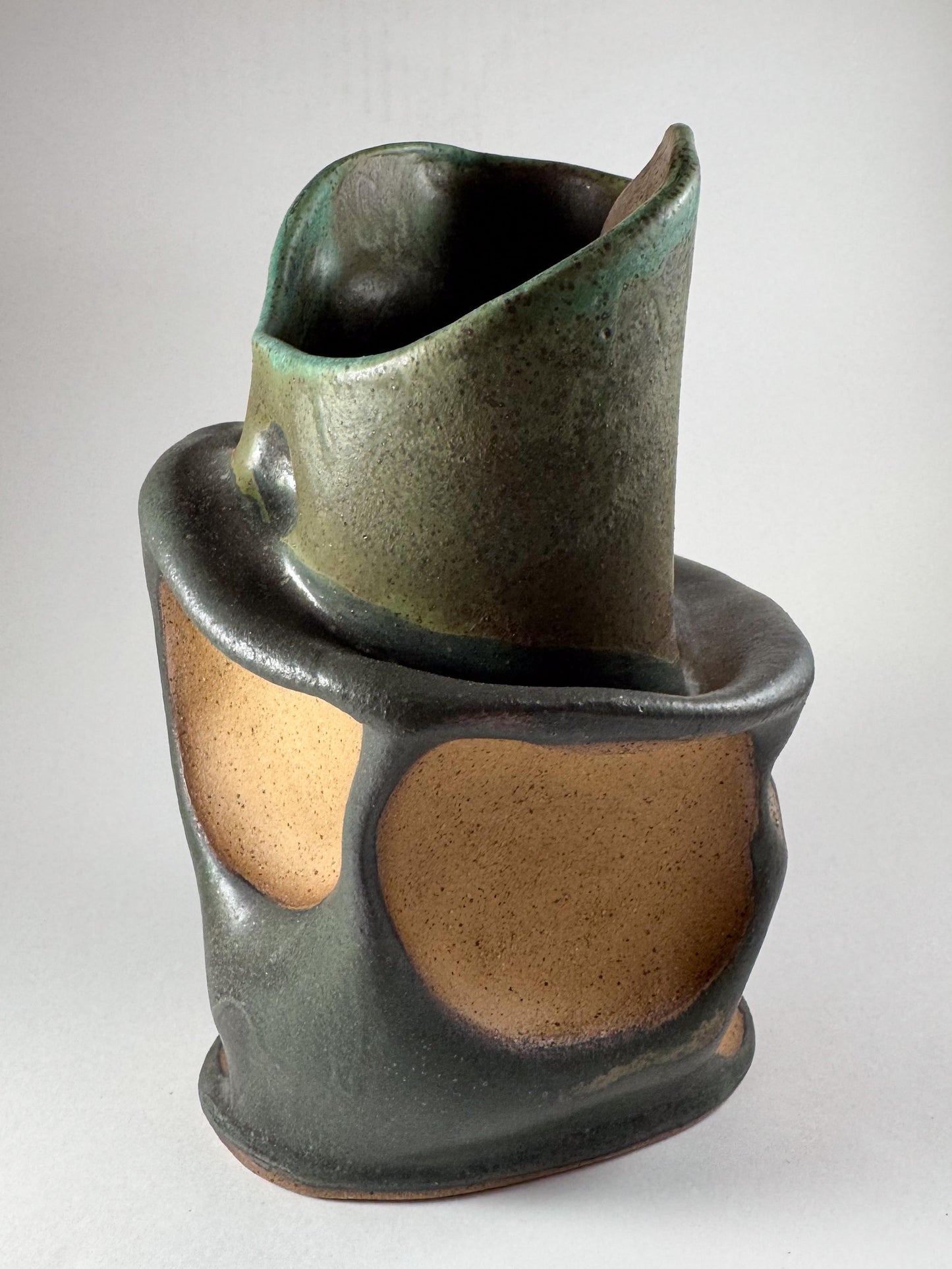 Charcoal and Moss Tafoni Vase