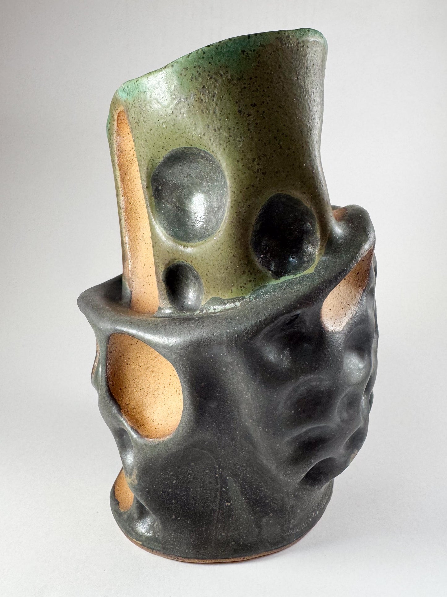 Charcoal and Moss Tafoni Vase
