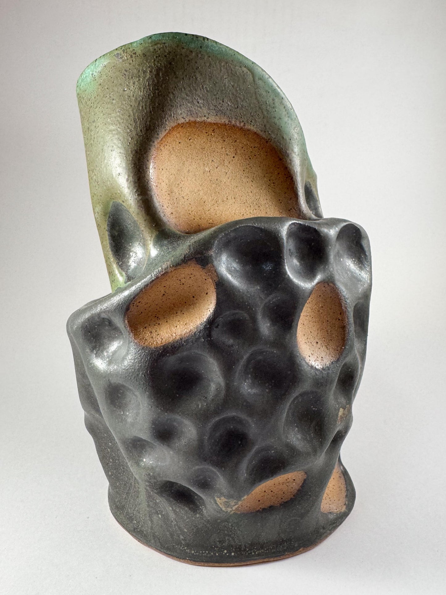 Charcoal and Moss Tafoni Vase